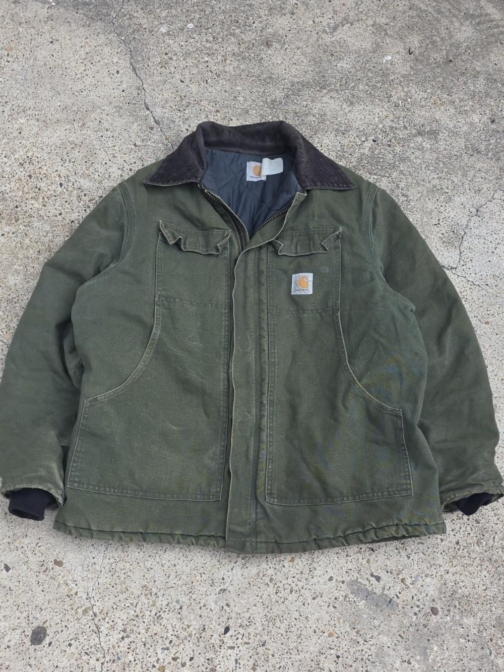 Vintage Carhartt Zip Up Quilted Jacket Moss Color